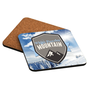 Square hardboard photo coaster with cork backing