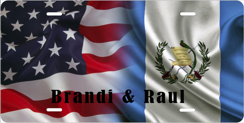 American and Guatemalan Flags license plate design; sample names shown