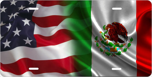American and Mexican Flags license plate design