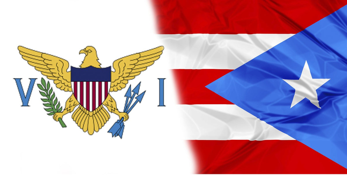 Virgin Islands and Puerto Rican Flags license plate design