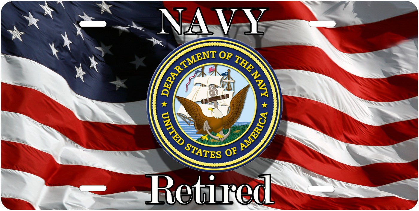 Navy Retired — Flag license plate design