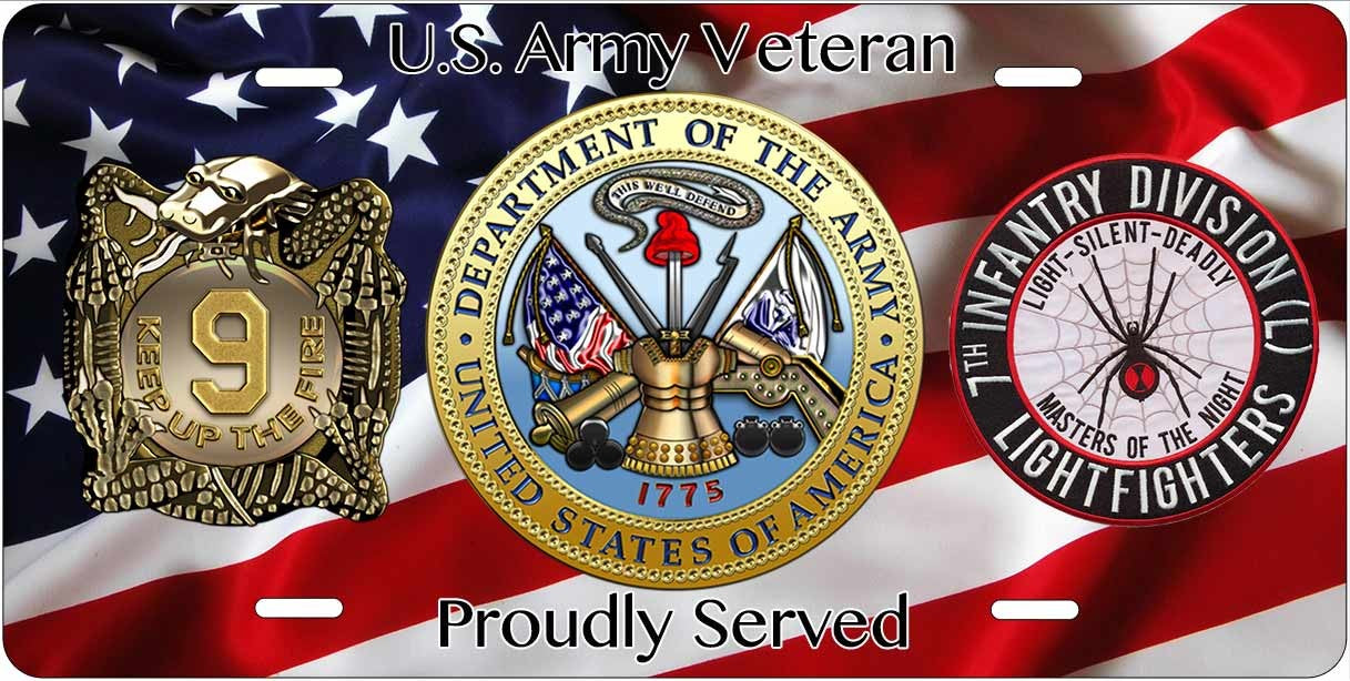 Army Veteran — 7th Division 9th Infantry license plate design