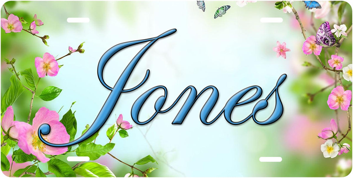 Butterflies license plate design; sample names shown