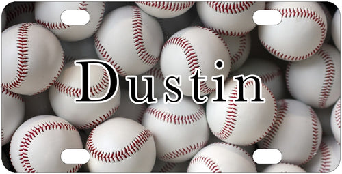 Baseball license plate design; sample names shown
