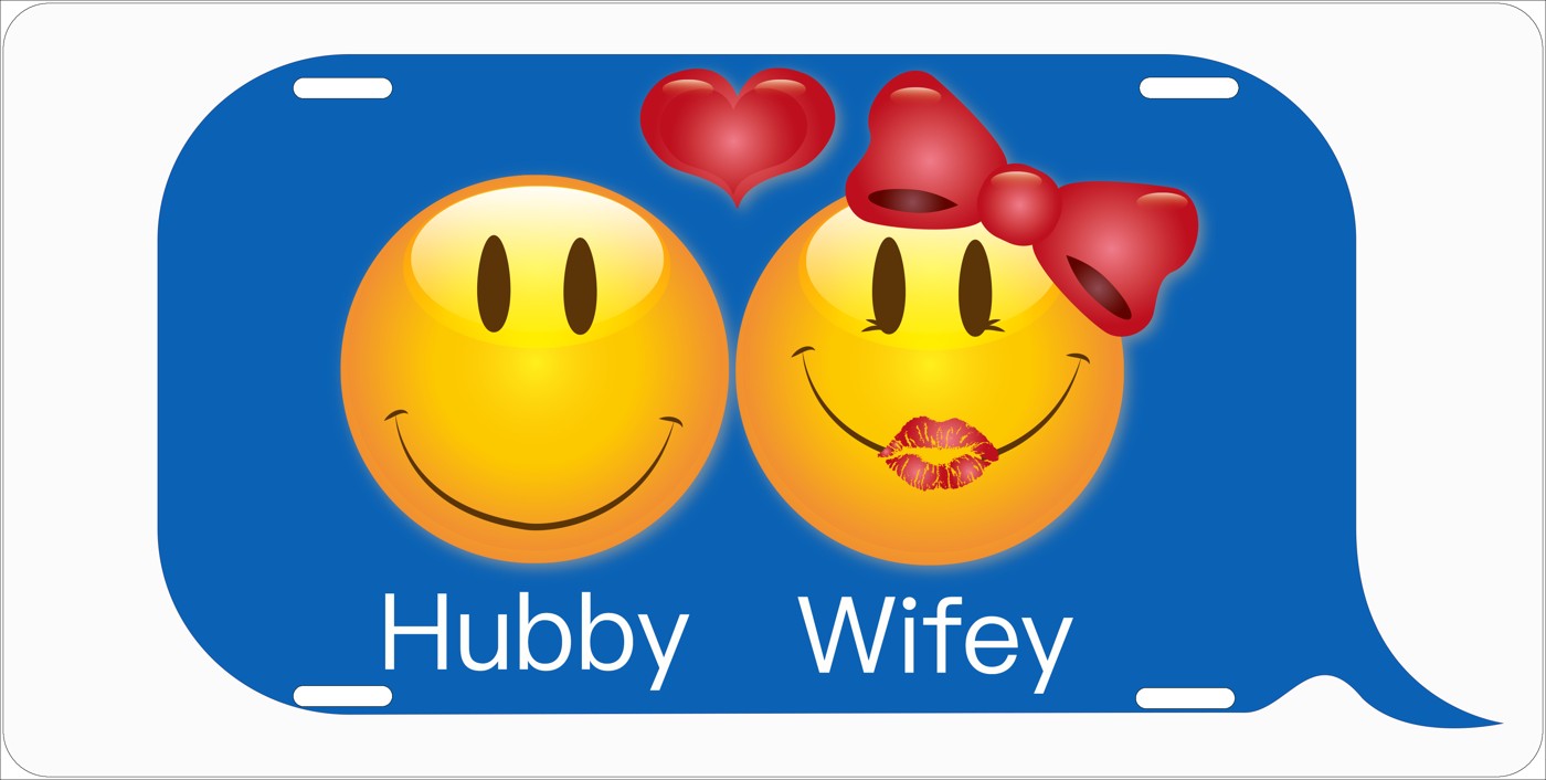 Hubby and Wifey license plate design