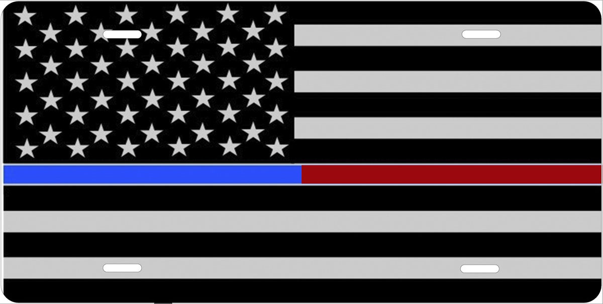 Thin Red and Blue Line license plate design