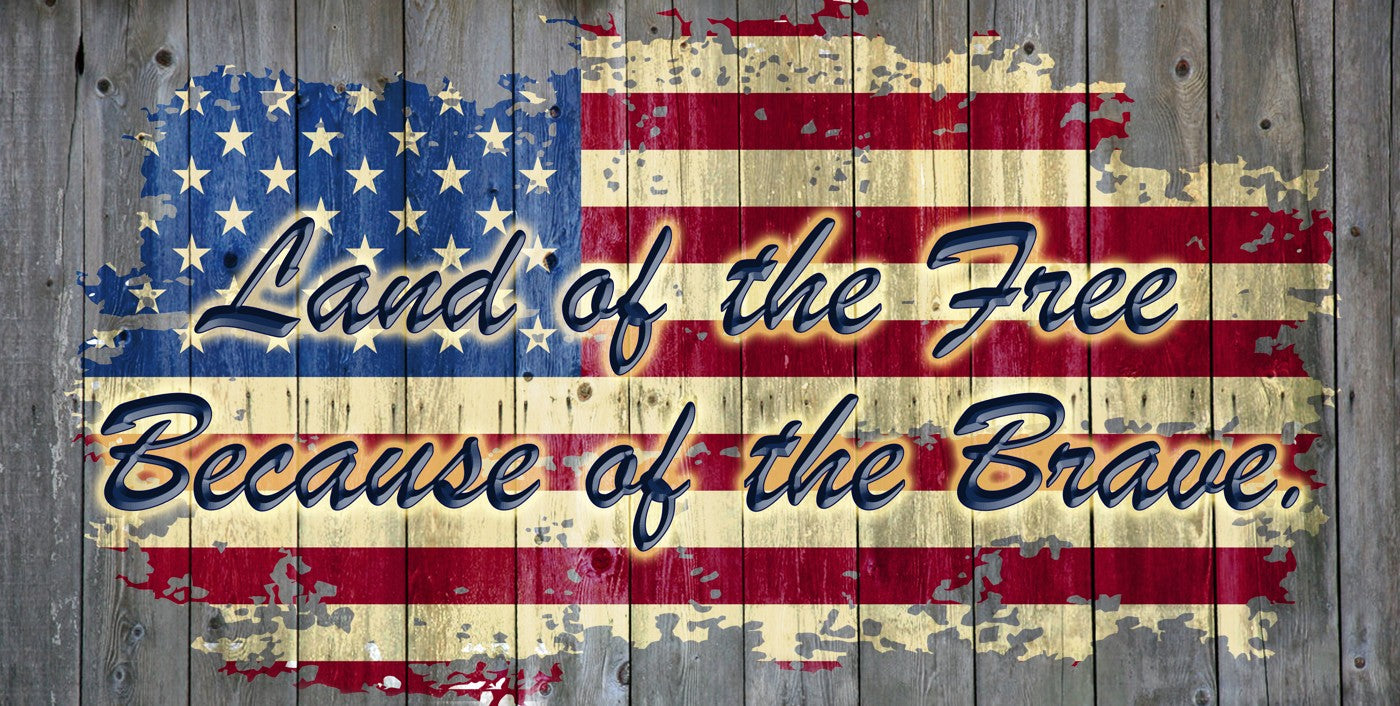 Land of the Free — Rustic Flag license plate design