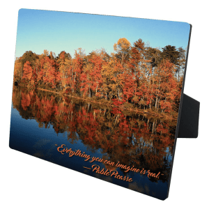 Personalized 8 by 10 ChromaLuxe photo panel with built-in easel